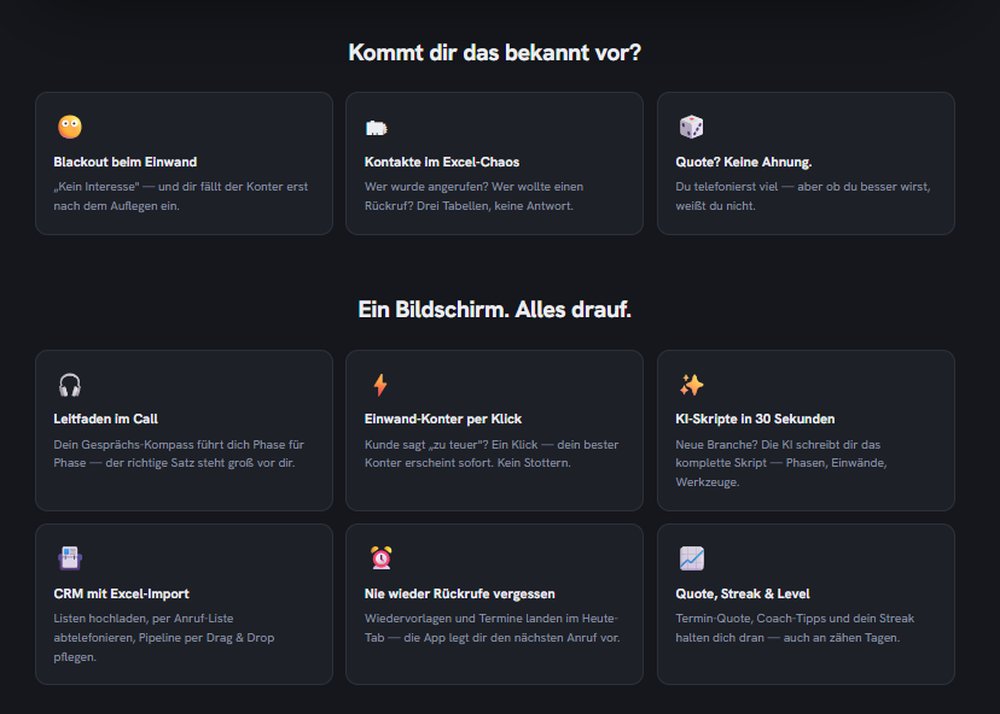 Funktionsübersicht der Vertriebspartner App